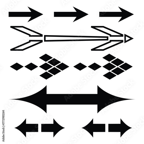 Various black arrows and directional icons arranged in a simple design