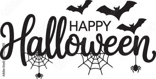 Happy Halloween, Happy Halloween Bat SVG cut file, Happy Halloween Text