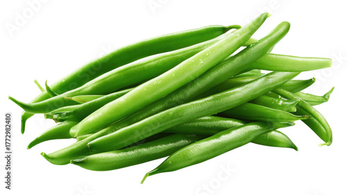 fresh green beans healthy organic vegetable long pods nutritious farm produce natural food ingredient isolated on white background