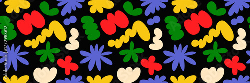 Organic cloud shapes and liquid blobs in abstract seamless pattern.