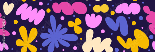 Organic liquid shapes seamless pattern with abstract blob clouds.