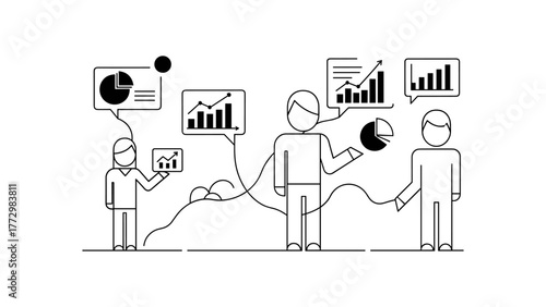 Business team analyzing data and charts