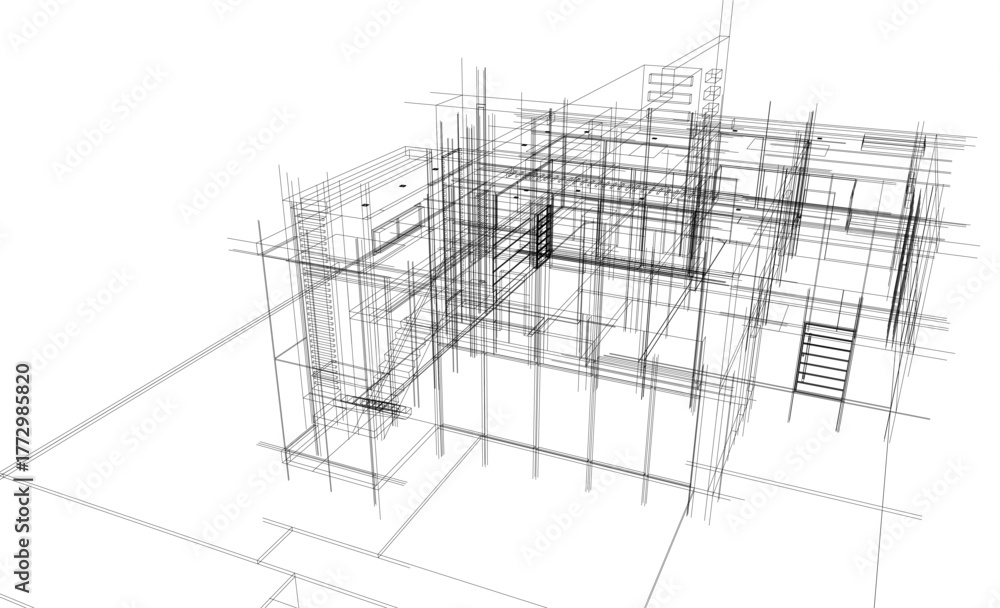 Obraz premium architectural drawing 3d illustration