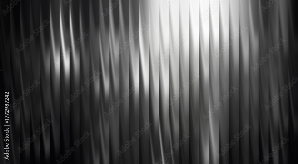 Obraz premium Abstract silver stripes pattern, creating a striking and dynamic visual effect. The interplay of light and shadow enhances the dimensional and artistic aspect.
