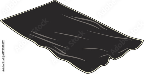 Vector illustration of a black towel on transparent background