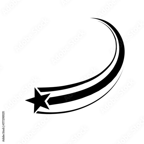 shooting star vector. shooting star trajectory. tailed star. white grasshopper background illustration vector