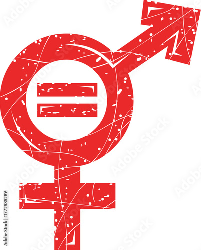 vector illustration red rubber stamp worn texture equality gender symbol