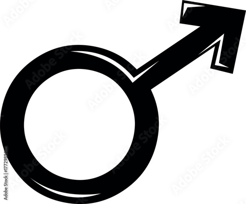 vector illustration black and white male gender symbol