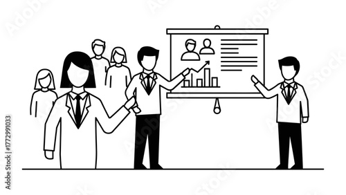 Business presentation with team