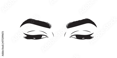 man and woman isolated vector eyes and eyebrows silhouette illustration 