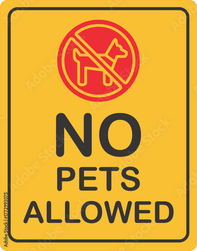 No Pets Allowed Sign with Dog Symbol | Prohibition Notice for Pet-Free Zones, Public Spaces, and Rental Properties | No pets allowed