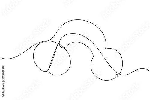Human reproductive organ penis continuous one line drawing on white background minimalist anatomy organ outline vector illustration