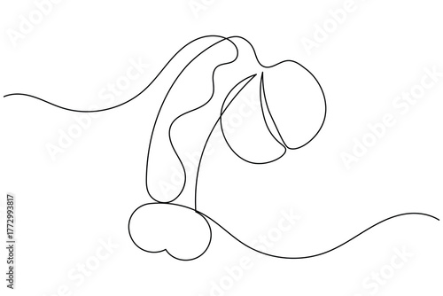 Human reproductive organ penis continuous one line drawing on white background minimalist anatomy organ outline vector illustration