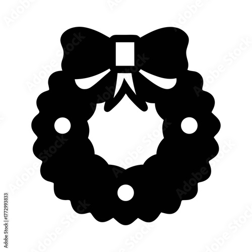 Christmas wreath with bow vector graphic holiday decoration festive season clip art design element