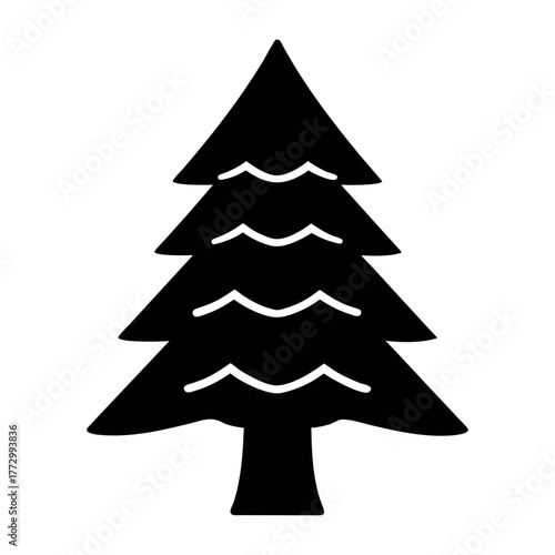Black christmas tree drawing vector illustration evergreen pine fir holiday forest design element art