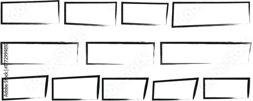 Hand drawn Brush frame rectangle box. Square rectangle Outline frame