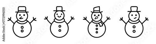 Cute cartoon snowmen vector illustration for christmas winter holiday designs and decorations