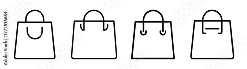 Collection of shopping bag vector illustration, various handle styles, retail packaging design ideas