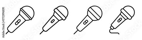 Microphone vector illustration set for karaoke night concert event and audio recording equipment