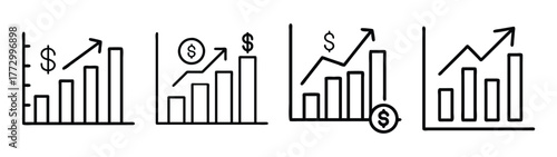 Growth chart vector illustration, business graph with upward trend, financial success concept, stock market analysis