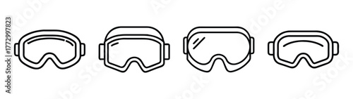 Ski goggles vector set for winter sports illustration and snowboard goggles outline collection