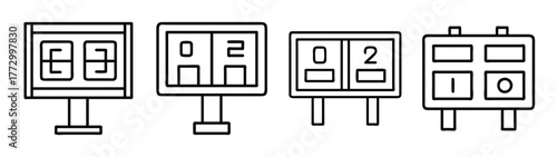 Illustration of vintage scoreboards for games and sports events with number display panels design
