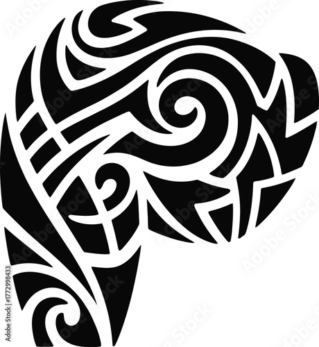 Dynamic Abstract Tribal Tattoo Arm Shoulder Design Swirls and Geometric Shapes Vector Illustration