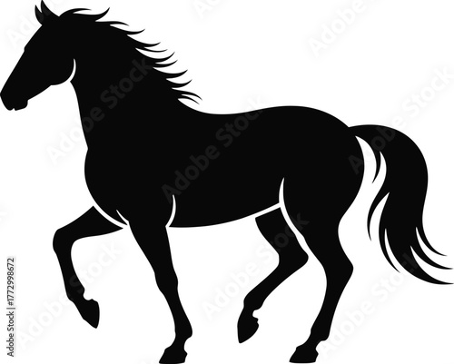 Graceful Trotting Horse Silhouette Dynamic Equestrian Animal Outline on Transparent Background