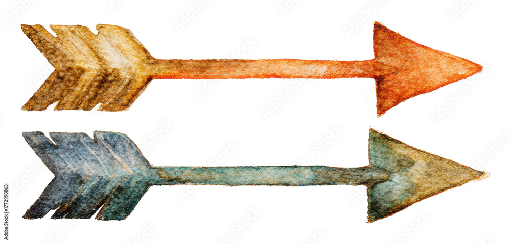 Obraz premium Creative arrow illustrations digital watercolor style artistic view isolated on transparent background