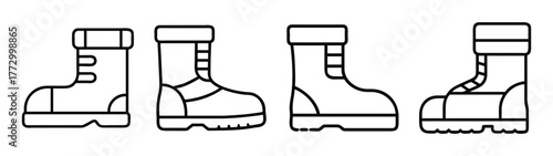 Illustration of black and white military boots vector drawing combat boots footwear design style fashion