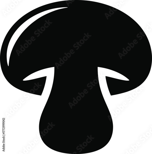 Mushroom silhouette with prominent cap and stem isolated on transparent background