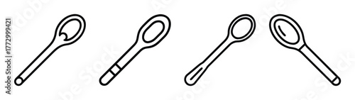 Spoon vector outline illustration set, kitchen utensil drawing, cooking tool clip art, tableware design 