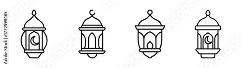 Ramadan kareem lanterns vector illustration, islamic arabic traditional lantern design element vector