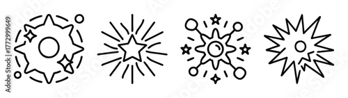 Vector doodle starburst explosion sparkle set drawing design element illustration graphic art s