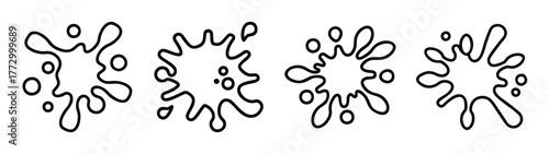 Black and white ink splash vector illustration set for design elements and graphic resources use