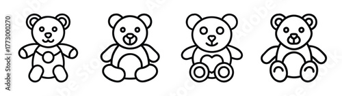 Cute teddy bear outline drawing vector illustration for kids coloring page and print design  characters