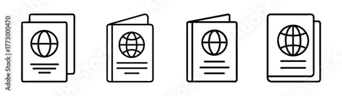 Passport identification document travel visa international immigration id card vector graphic icon symbol