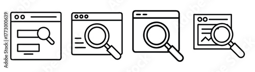 Search engine optimization seo analysis website audit magnifying glass icon vector graphic design