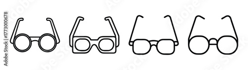 Various styles of eyeglasses and spectacles frames including round square and rectangle shapes