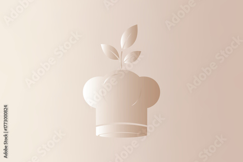 Chef hat with a sprout growing from it, representing organic food