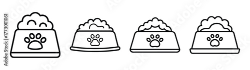 Dog food bowls vector art illustration for pet food products and supplies store marketing material design