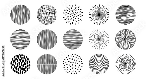 Circular Texture Patterns Graphic Black and White Design Elements for Modern Decor