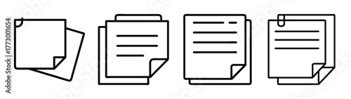 Paper document icon set vector illustration for business report and office paperwork design elements