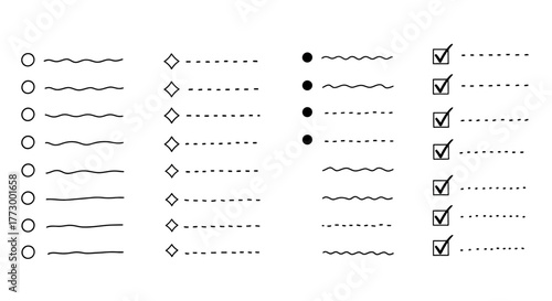 Collection of Decorative Dividers, Check Marks, and Bullet Points for Design