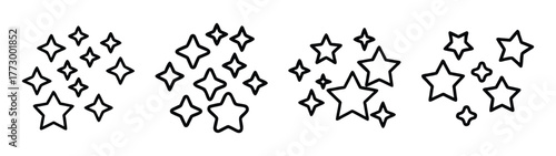 Starry night sky illustration with hand drawn stars for christmas and new year designs vector
