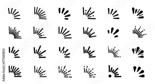 Corner burst starburst explosion flash burst effect graphic elements set