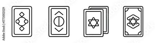 Tarot card reading divination deck esoteric occult fortune telling cards illustration set concept art