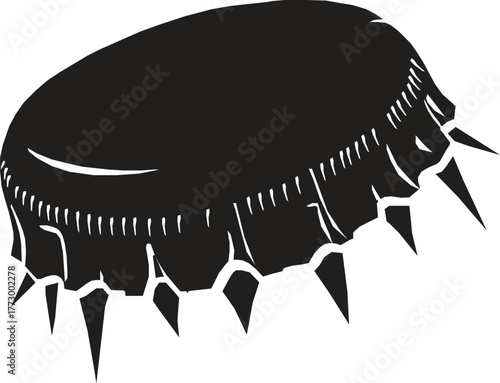 Soda Bottle Cap Silhouette Vector Illustration.