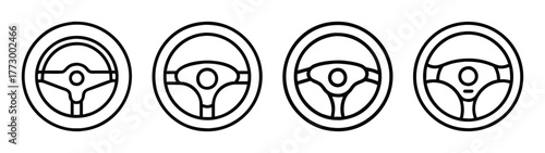 Steering wheel vector illustration set for car design and auto parts industry automotive use