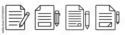 Documents papers sheets with pencil writing notes business office stationery vector illustration